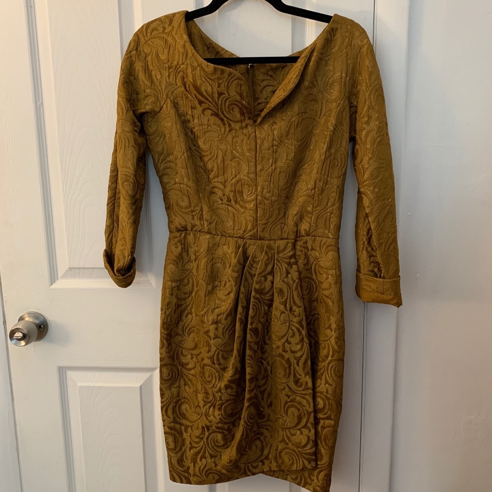 vintage designer gold cocktail dress